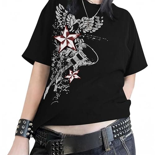 Weetiotio Vintage Rock Band T Shirts for Women Oversized Graphic Tees Country Music Y2k Grunge Shirts Baggy Streetwear Shirt - Image 1
