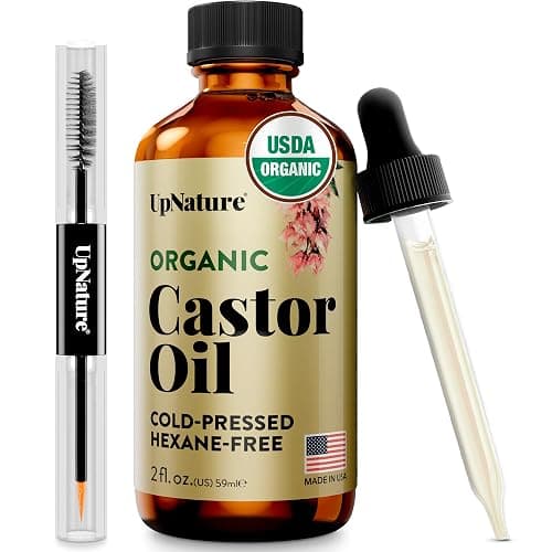 UpNature Organic Castor Oil Lash Serum for Eyelashes and Eyebrows Growth - 100% Pure Cold Pressed Hexane-Free (2oz Glass Bottle) - Image 1