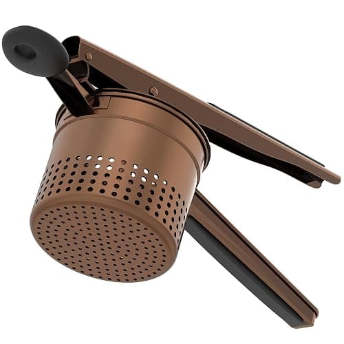 GloTika Large 15oz Potato Ricer, Heavy Duty Stainless Steel Ricer for Mashed Potatoes, Sweet Potato Masher Kitchen Tool with Ergonomic Handle, Press and Mash Kitchen Gadget, Bronze Color - Image 1