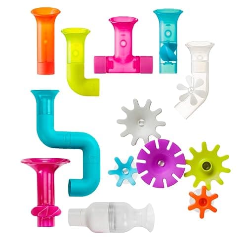 Boon Bundle Baby and Toddler Bath Toys - Includes Boon Pipes, Cogs, and Tubes Bathtub Toys - Toddler Sensory Toys - Multicolored - 13 Count - Ages 12 Months and Up - Image 1