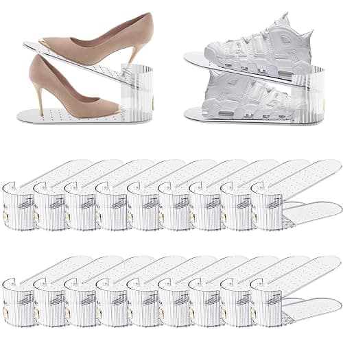 SummerVines Clear 20 Pack Shoe Slot Organizer, Shoe Stacker Organizer Holders for A Pair of Shoes, Adjustable Thickening Double Layer 50% Shoe Space Saver Rack Storage for Closet (clear, 20 pack) - Image 1