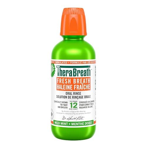 TheraBreath Fresh Breath Oral Rinse, Clinically Shown to Fight Bad Breath for 12 Hours, Alcohol-Free & Dye-Free Mouthwash, Certified Vegan, Halal, Kosher & Gluten-Free - Mild Mint, 473ml (Pack of 1) - Image 1