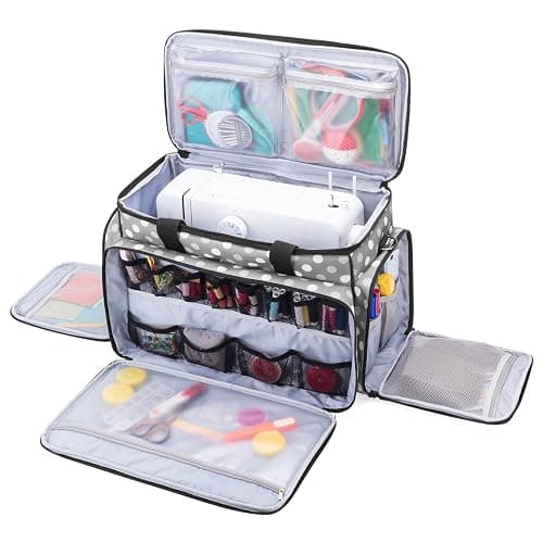LUXJA Sewing Machine Case with Removable Padding Pad, Gray Dots | Travel Case for Most Standard Sewing Machines & Accessories, Bag Only - Image 1