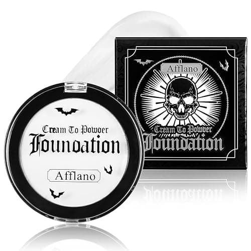 Afflano Goth Face Body Paint Makeup, Cream to Powder White Foundation, Smudge-Proof for Halloween Joker SFX Zombie Monster Costume, Stage Film Cosplay - Goth white - Image 1