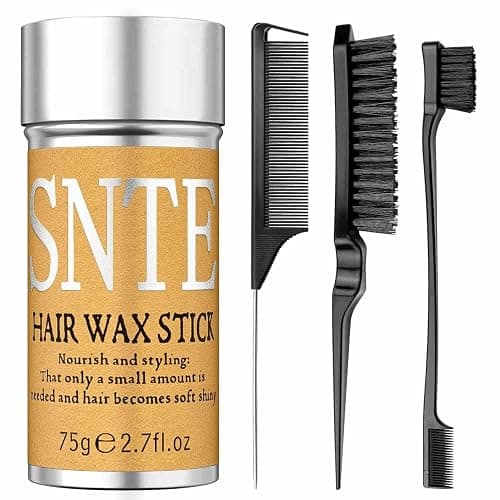 Slick Back Hair Brush & Hair Wax Stick Set - Frizz Control & Flyaway Smoothing - Sleek Ponytails, Buns, Edges - Styling Cream/Gel/Balm/Pomade Stick for Women - Styling Accessories for Girls & Kids - Image 1