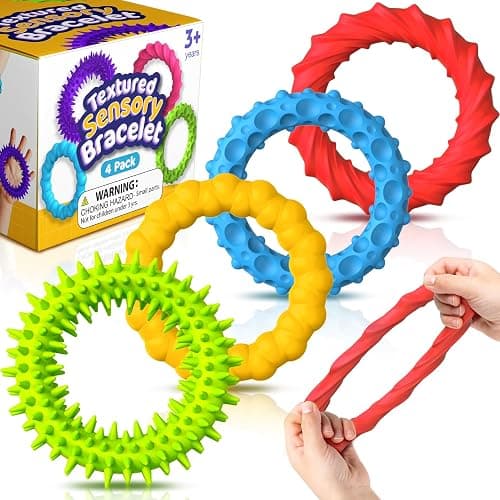 Sensory Fidget Toys for Kids Adults - 4 Pack Stretchy Fidget Toys Bracelet | Texture & Calming Autism Sensory Toys for Special Needs Autistic Children | Calming Classroom Toy for Easter Gifts Toddlers - Image 1