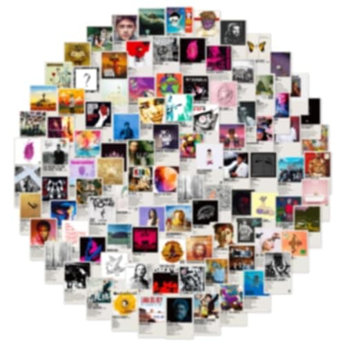 100Pcs Album Cover Stickers for Adults - Music, Rapper and Band Sticker Pack, Water Bottle Laptop Stickers for Teens - Image 1