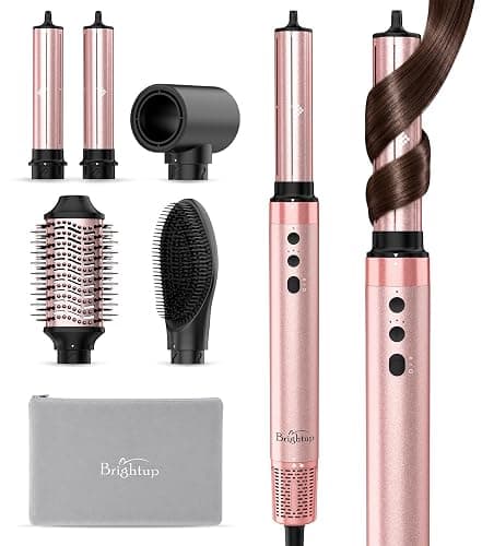 Brightup 5 in 1 Air Styler, 1400W High Speed Hair Dryer Brush, Professional Automatic Hair Curler with Cool Shot Button, 800 Million Ionic, No Heat Damage, with Travel Bag - Image 1