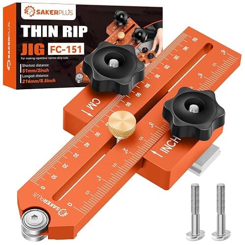 Sakerplus Thin Rip Jig Table Saw Jig Guide, Thin Rip Jig for Repetitive Narrow Thin Strip Cutting, Fits for 3/8" x 3/4" T Slot, Woodworking Tool Fast Thin Ripping Guide for Table Saw Band Saw Router - Image 1