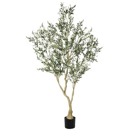 LYERSE Olive Trees Artificial Indoor - Faux Olive Tree 7ft with Large Olive Branches and Lifelike Fruits - Fake Olive Tree for Modern Home Office House Living Room Decor - Image 1