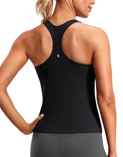 Soothfeel Womens Workout Tank Tops with Built in Bra Racerback Athletic Yoga Top High Neck Sports Gym Sleeveless Shirts - Image 1