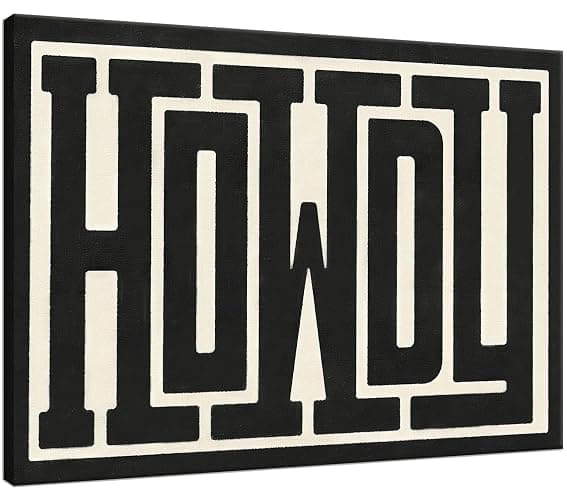QIYFFBN Framed Funky Big Howdy Canvas Wall Art Western Modern Decor Black and White Southwestern Country Ranch Sign Picture Print Minimalism Trendy Farmhouse Living Room Poster Art(12x16in Framed) - Image 1