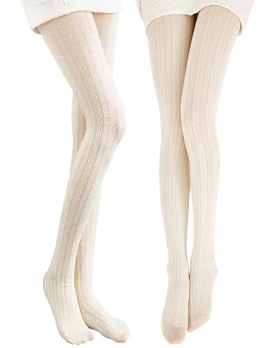 JaGely 1/2/3 Pair White Lace Tights for Women White Fishnet Hollow out Knitted Tights Lolita Stockings Lace Strips Pantyhose - Image 1