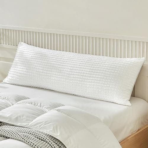 WARMDERN White Pillow Covers Body Pillow Cover Soft Microfiber Pillow Cases Set of 1 Boho Textured Pillowcase with Envelope Closure(White, Body-1 20x54 Inches) - Image 1