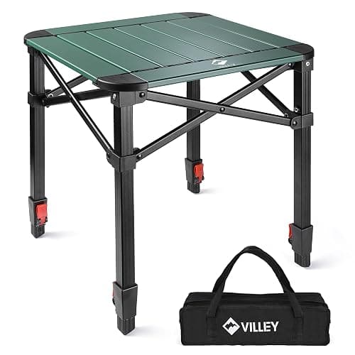 VILLEY Folding Camping Square Table with Carry Bag, Lightweight Aluminum Adjustable Square Table for Outdoor, Camping, Picnic, Backyards, BBQ (L) - Image 1