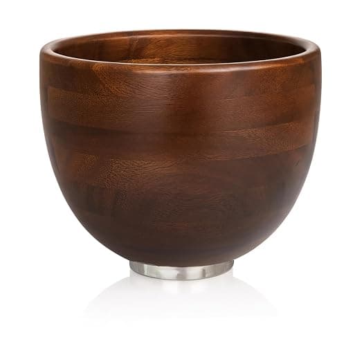 ADVANCEDSIL Premium Walnut Wood Mixing Bowl – 5 Quart – Compatible with 4.5 & 5 Qt Tilt-Head Models – Natural True Walnut Wooden Bowl with Stainless Steel Locking Base - Image 1
