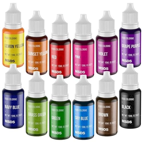 Food Coloring Set - 12 Color Food Grade Vibrant Food Dye Tasteless Liquid Color for Cake Decorating, Baking, Easter Egg, Icing, Fondant, Cooking, Slime Making DIY Supplies Kit - 0.35 Fl. oz (10 ml)/Bottles - Image 1