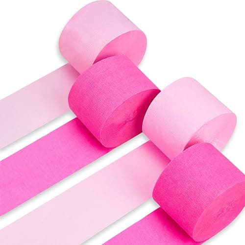 PartyWoo Crepe Paper Streamers 4 Rolls 328ft, Pack of Hot Pink and Pink Crepe Paper for Party, Wedding, Birthday, Baby Shower Decorations, Valentines Day Decorations (1.8 Inch x 82 Ft/Roll) - Image 1