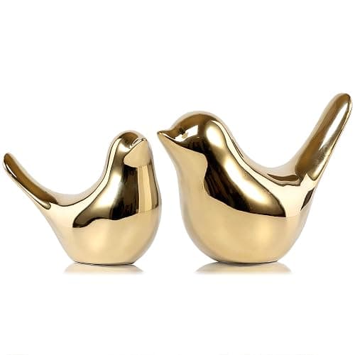 FANTESTICRYAN Small Birds Statues Gold Home Decor Modern Style Figurine Decorative Ornaments for Living Room, Bedroom, Office Desktop, Cabinets - Image 1