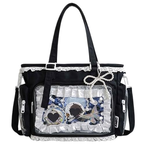 Ita Crossbody Tote Bag, Pin Display Bag with Insert, Cute Messenger Bag, Tote Bags with Zipper Ruffle, Y2k Aesthetic Trendy - Image 1