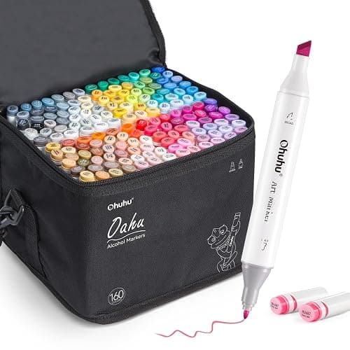 Ohuhu Alcohol Markers - Double Tipped Art Marker Set for Artist Illustration -160 Colors- Chisel & Fine Dual Tips- Oahu of Ohuhu Markers - Image 1