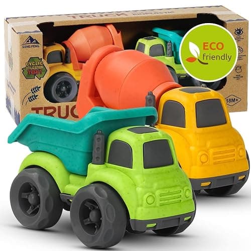 Aigitoy Toddler Car Toys for 1-3 Year Old, BPA Free, Phthalates Free, PVC, Dump Truck, Mixer Cement, Easter Christmas Birthday Gifts for 2 3 4 Year Boy Girl. Dishwasher Safe, Recycled Plastic - Image 1