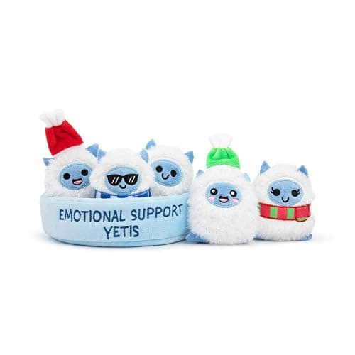 WHAT DO YOU MEME? Emotional Support Yetis by Relatable, Cuddly Plush Toys and Stuffed Animals, Funny, Includes 5 Plushies with Basket, Cute Stocking Stuffer for All Ages - Image 1