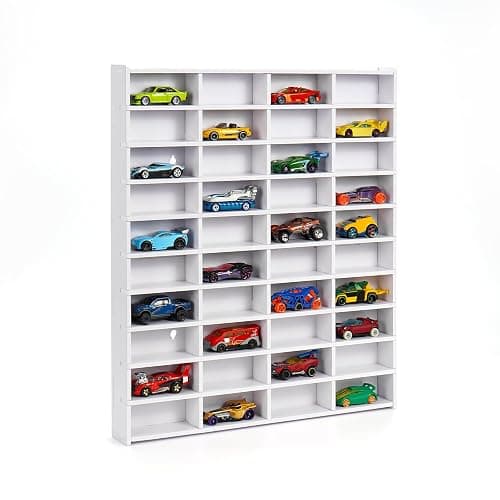 Krafetto Toy Car Display Shelf, Holds 40 Diecast 1/64 Toy Cars, Wall Mount Model Car Storage Organize Case - Image 1
