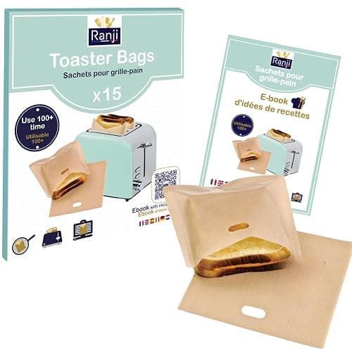 RANJI® 15x Bolsa reutilizable para tostadora - Bolsas para sándwiches, panecillos ingleses - Tostadora, horno, máquina de panini - Reutilizable 100 veces - Bolsa para tostadora - Image 1