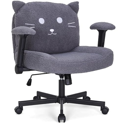 Sunchen Criss Cross Chair, Cute Comfy Cross Legged Home Office Desk Chair | Luxurious Teddy Fleece, Ultra-soft Thick Cushion, Adjustable Arms, Smooth Wheels, Easy to Assemble Computer Desk Chair - Image 1