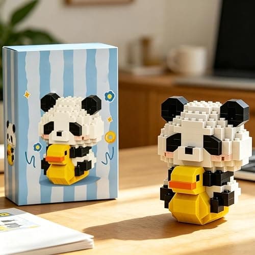 1PCS Panda on Rocking Chair Hand-Assembled Figurine with Display Base, Cute Animal Desk Decor, Playful Theme Collectible Statue for Home Office Shelf - Image 1