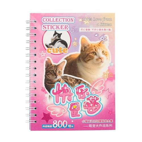 ZHIJIANHZ Cat Sticker Book with Meme Stickers 30 Pages Over 800 Die Cut Stickers with 3 Coating Types for Scrapbook Journal and Planner Sticker Album with Premium Art Paper and Cute Design - Image 1