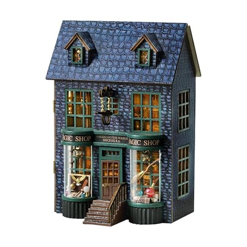 Flever Dollhouse Miniature DIY House Kit Creative Room with Furniture for Romantic Valentine's Gift (Magic Store) - Image 1