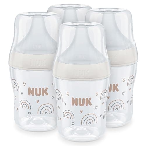 NUK Perfect Match Baby Bottles Set | 0+ Months | Adapts to Baby's Palate | Temperature Control | Anti Colic Vent | 150 ml | BPA-Free | Small Silicone Teat | Rainbow | 4 Count - Image 1