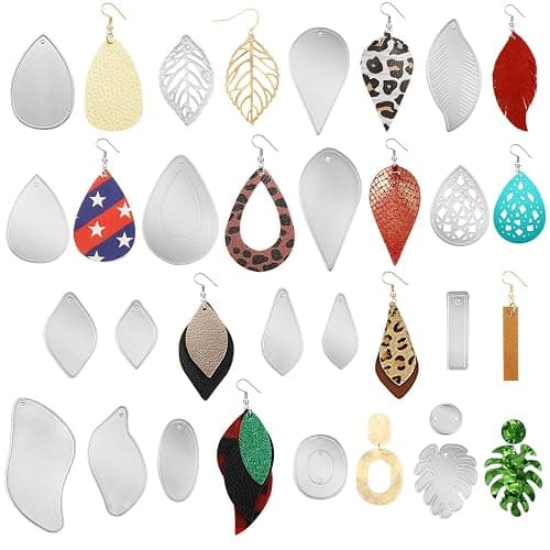 19 Pieces Earring Cutting Dies Leather Teardrop Earrings Die Cuts Leaf Shape Metal Die Cuts for Making DIY Crafts - Image 1