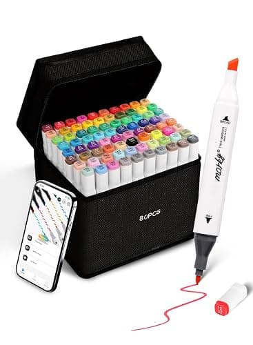 Brled 80 Colors Alcohol Markers with Free App, Chisel & Fine Tip Alcohol-Based Marker Set for Adults Kids, Dual Tip Artist Markers for Drawing, Coloring Illustration, Painting and Great Gift Idea - Image 1