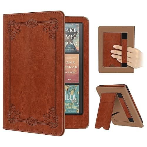 Fintie Case for 7"/6.8" Kindle Paperwhite(12th/11th Generation-2024/2021) and Kindle Colorsoft Signature Edition -Slim Foldable Stand Cover Auto Wake/Sleep for Paperwhite 2024, Vintage Brown - Image 1