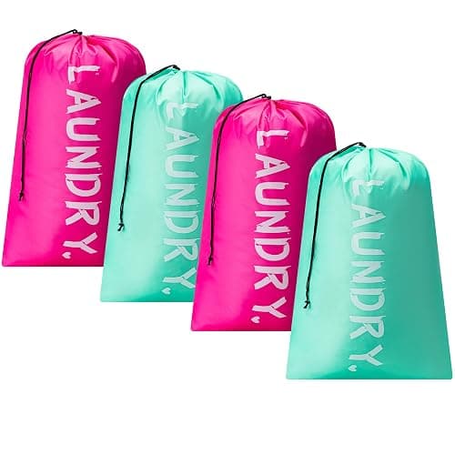 4 Pack Travel Laundry Bag,24" x 36", Extra Large Dirty Clothes Organizer | Machine Washable with Drawstring, Holds 3-4 Loads of Laundry,Fit a Laundry Hamper or Basket Travel Essentials - Image 1