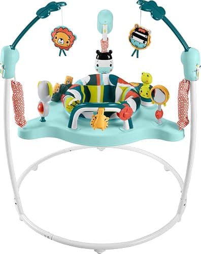 Fisher-Price Baby Bouncer Colorful Corners Jumperoo Activity Center with Music Lights Sounds & Developmental Toys - Image 1