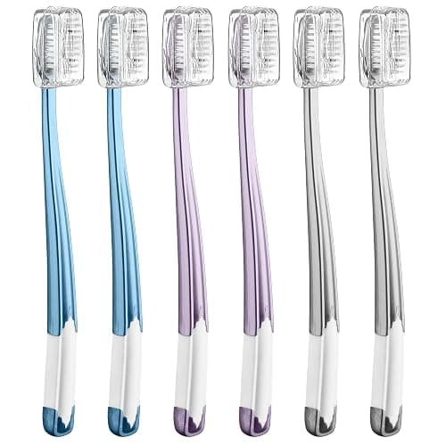 Frekare Soft Toothbrushes for Adults, Manual Soft Bristle Flossing Toothbrush with Covers, Periodontist Design Tapered Bristles for Sensitive Teeth and Gums, 6 Count - Image 1