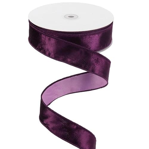 MEEDEE Purple Velvet Ribbon - 1.5 Inch, 25 Yards Crushed Velvet Spool - Halloween Wired Ribbon for Wreaths, Bows & Tree Garlands - Image 1