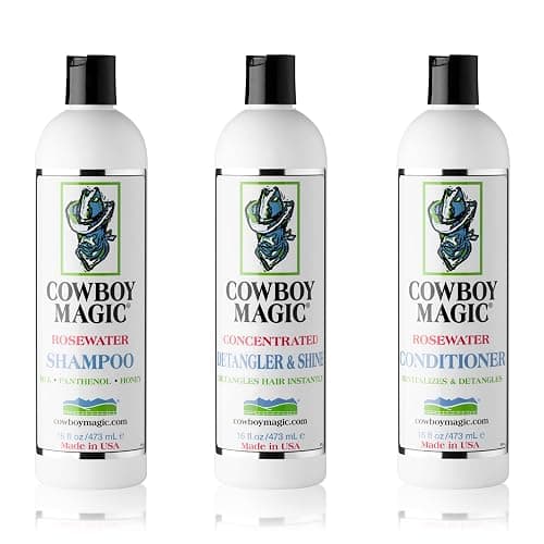 Cowboy Magic Shampoo + Conditioner + Detangler & Shine 16 Ounce each With Silk Panthenol and Honey Great For Horse, Humans, And Dogs Too Silky Coats And Hair - Image 1