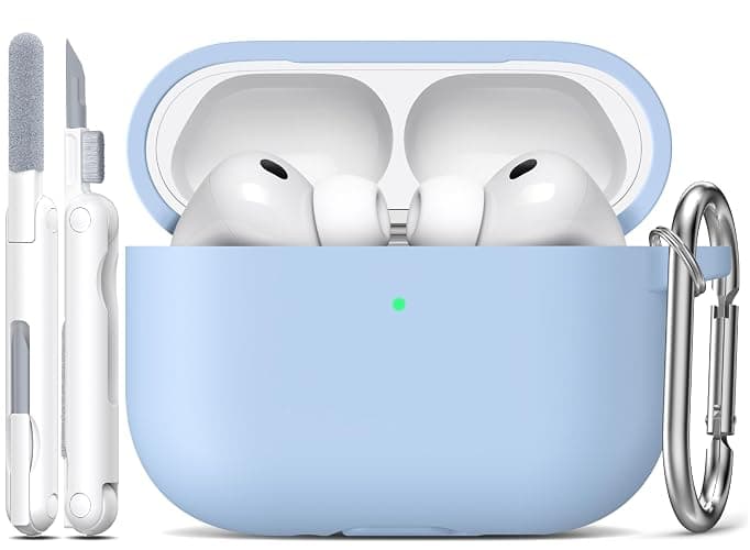 R-fun for AirPods Pro 3 Case Soft Silicone Protective Cover, Sky Blue | Compatible with Apple AirPods Pro 3rd Generation with Keychain & Cleaner Kit, Wireless Charging Compatible - Image 1