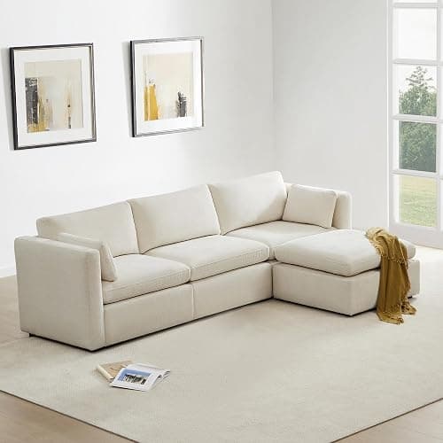 CHITA Oversized Modular Sectional Sofa, FSC Certified L Shaped Sectional Couches for Living Room, 112 inch Width,4 Seat Modular Sofa with Storage Ottoman, Linen - L Shape Sofa - Linen - Image 1