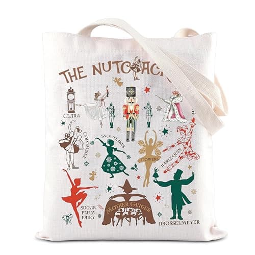 ENSIANTH Musical Inspired Tote Bag Sugar Plum Fairy Lover Gift Ballet Ballerina Shoulder Bag Ballet Recital Dance Gifts (Ballet flower bag) - Image 1