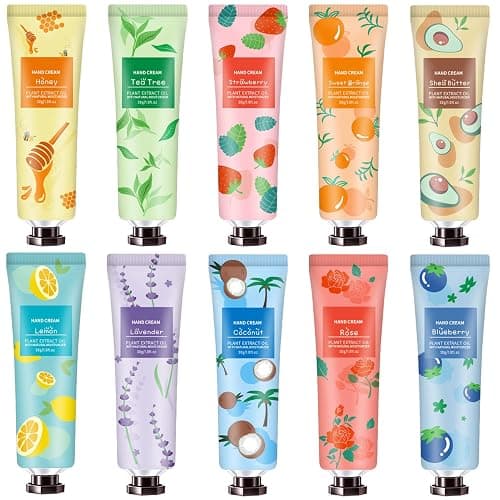 10 Pack Hand Cream for Dry Cracked Hands, Stocking Stuffers for Women,Teengirls,Christmas Gifts Bridesmaid Gifts, Teacher Gifts, Natural Plant Fragrance Mini Hand Lotion Moisturizing Hand Care Cream - Image 1