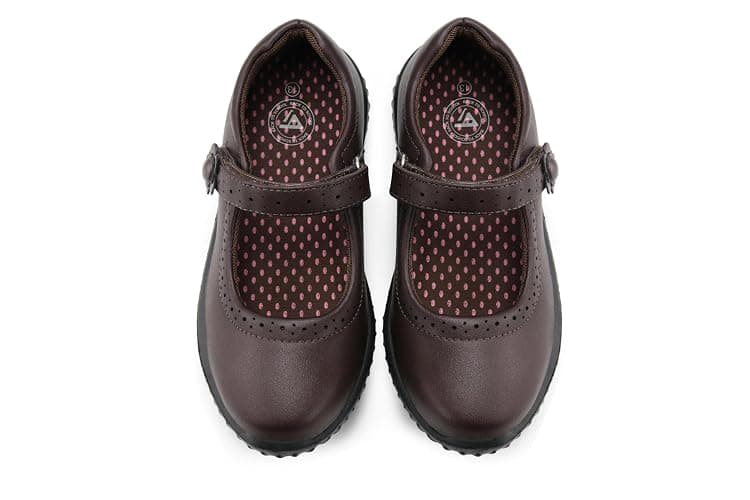 JABASIC Girl's Mary Jane School Uniform Shoes | Lightweight, Non-marking Sole, Hook & Loop Strap, Soft Insole, All Day Comfort, Daily School Wear, Roomy Toe, Little/Big Girl - Image 1