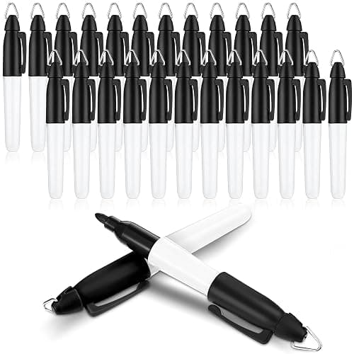 24 Pieces Mini Permanent Markers with Golf Keychain Clips for Nurses Badge Medium Point Ink Pens for Office School Nurses Supplies Outdoor Activities (Black) - Image 1