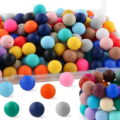 HHCFAST 64Pcs 19mm Silicone Beads for Keychain Making and Bracelet Making,16 Colors Round Silicone Beads for Pens(Multicolor) - Image 1