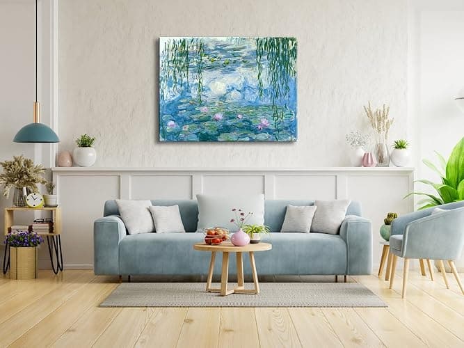 Wieco Art Water Lilies by Claude Monet Paintings Reproduction Canvas Prints Giclee Artwork for Wall DecorModern Canvas Wall Art for Home and office Decoration - Image 1